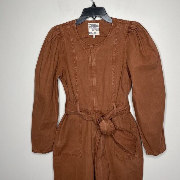 BAUM UND PFERDGARTEN Womens Noralee Jumpsuit Russet-Brown Cotton-Linen Denim 2 - Picture 6 of 13